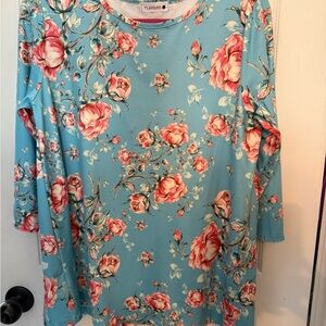 Nuggles Floral Long Sleeve Top - Blue and Pink